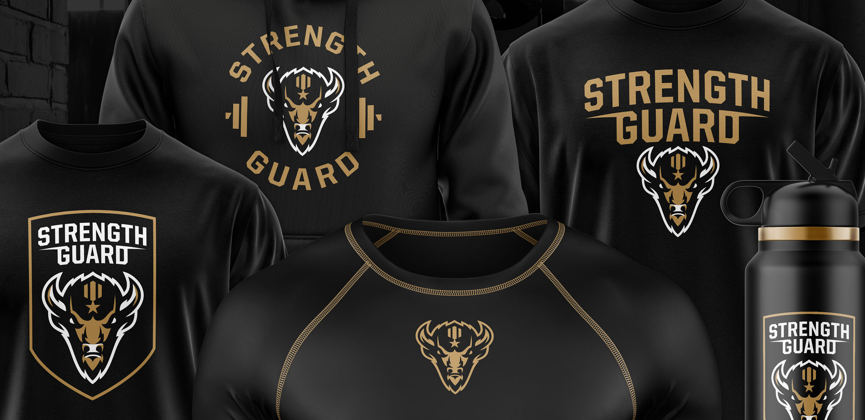 Strength Guard branded apparel abd waterbottle image.