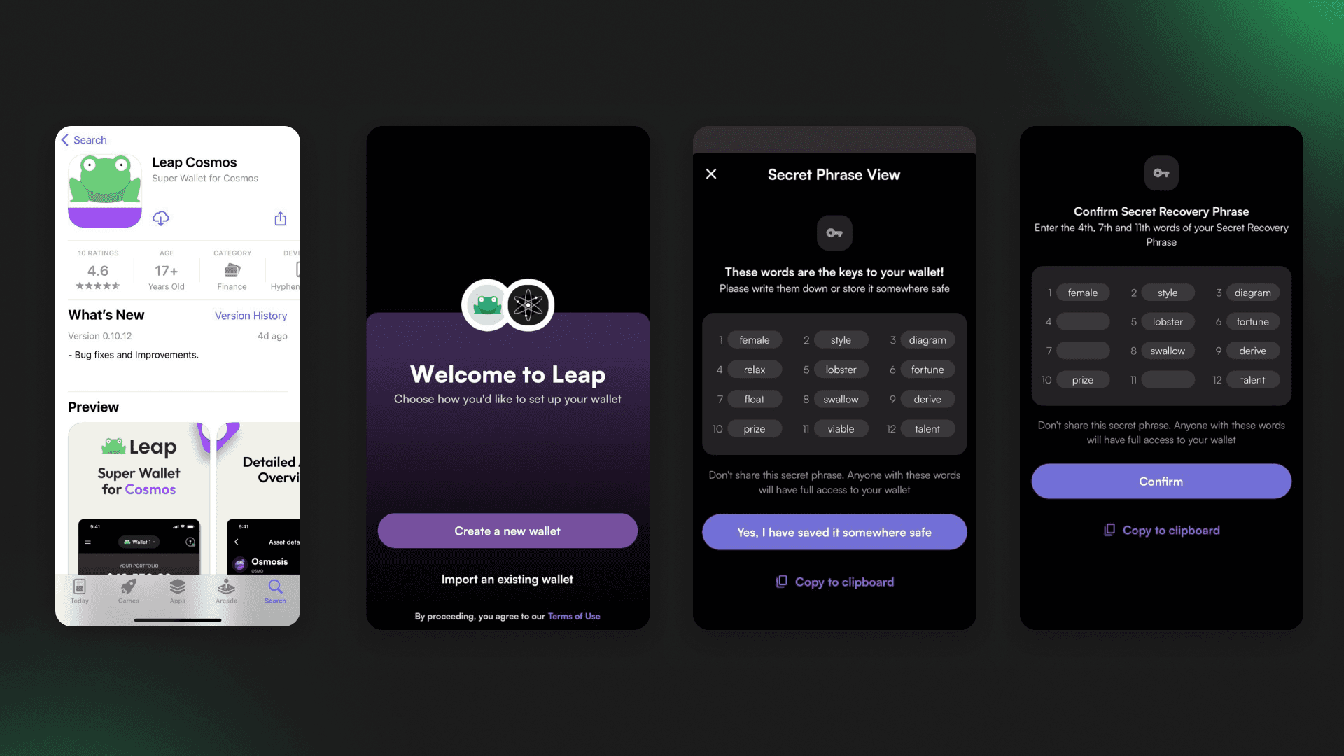 Create Injective Wallet on Leap Mobile App