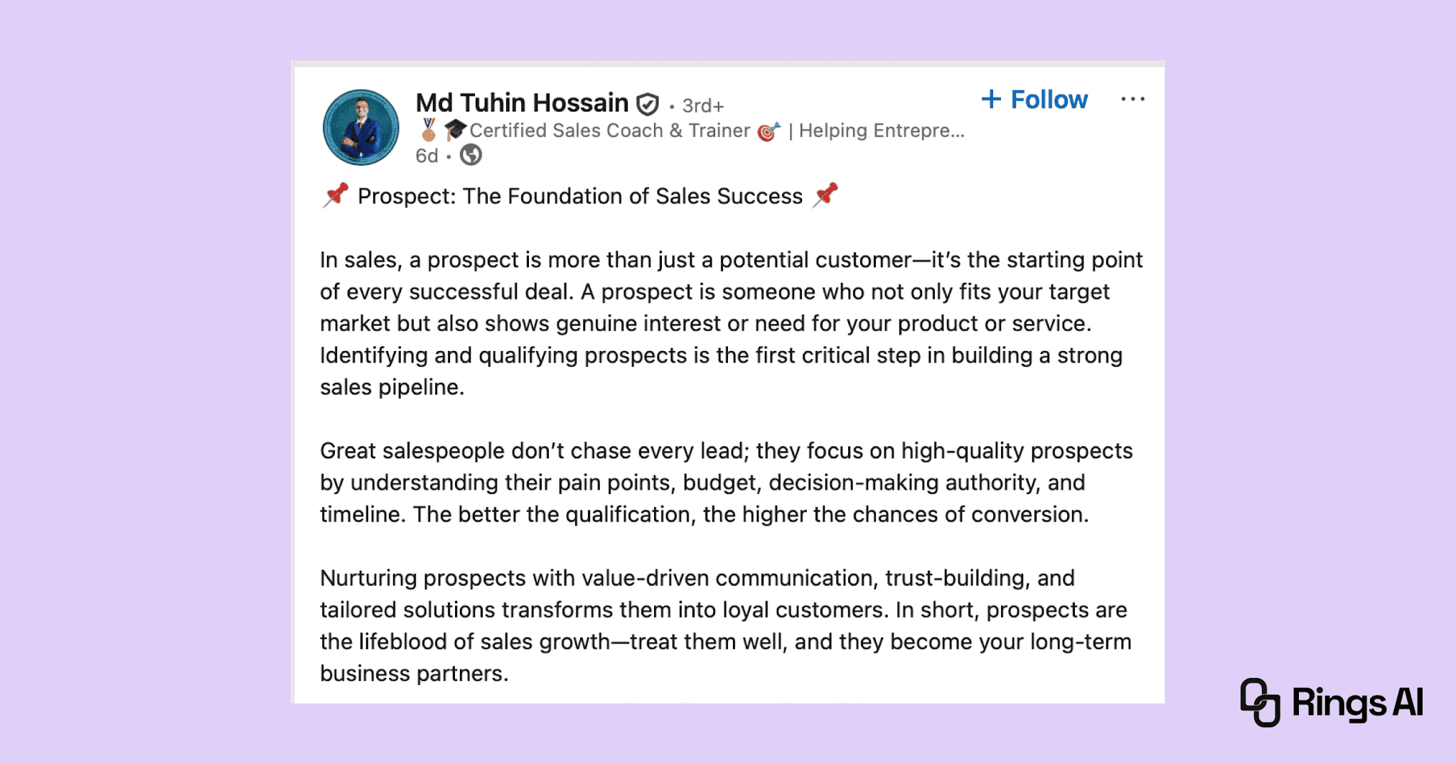 MD Tuhin Hossain on Sales Prospecting