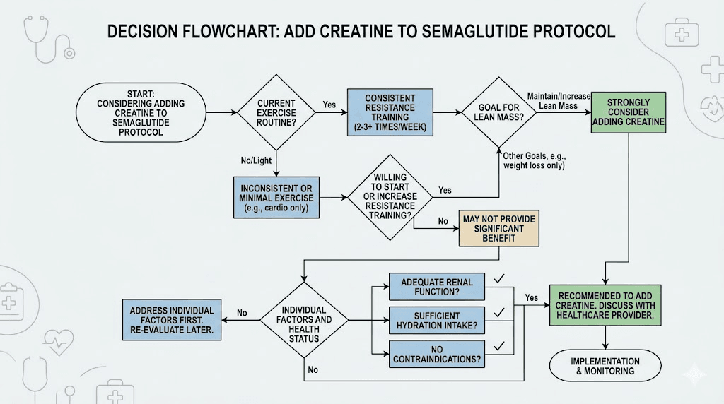 Should you take creatine with semaglutide decision flowchart