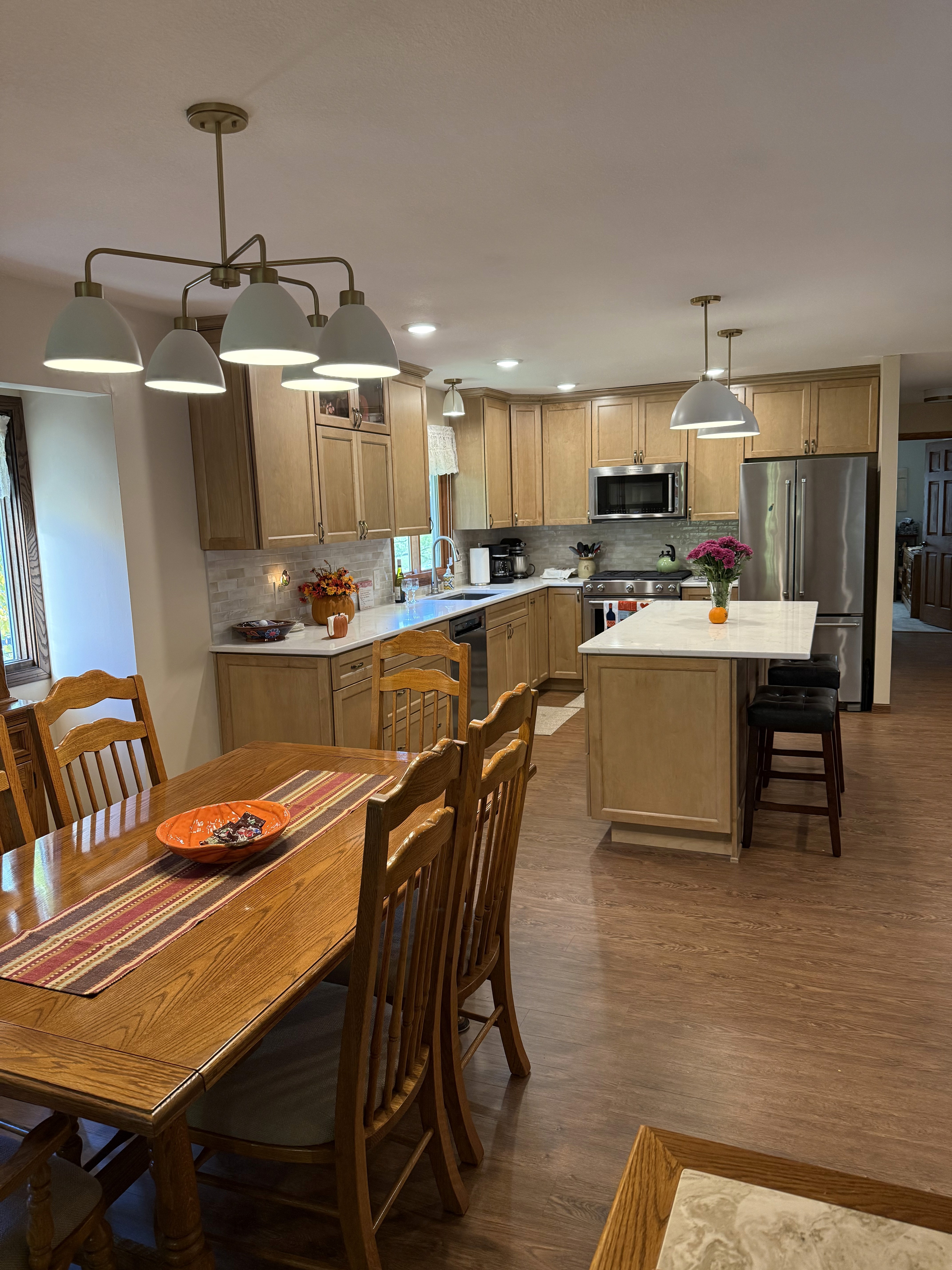 kitchen with new maple cabinets