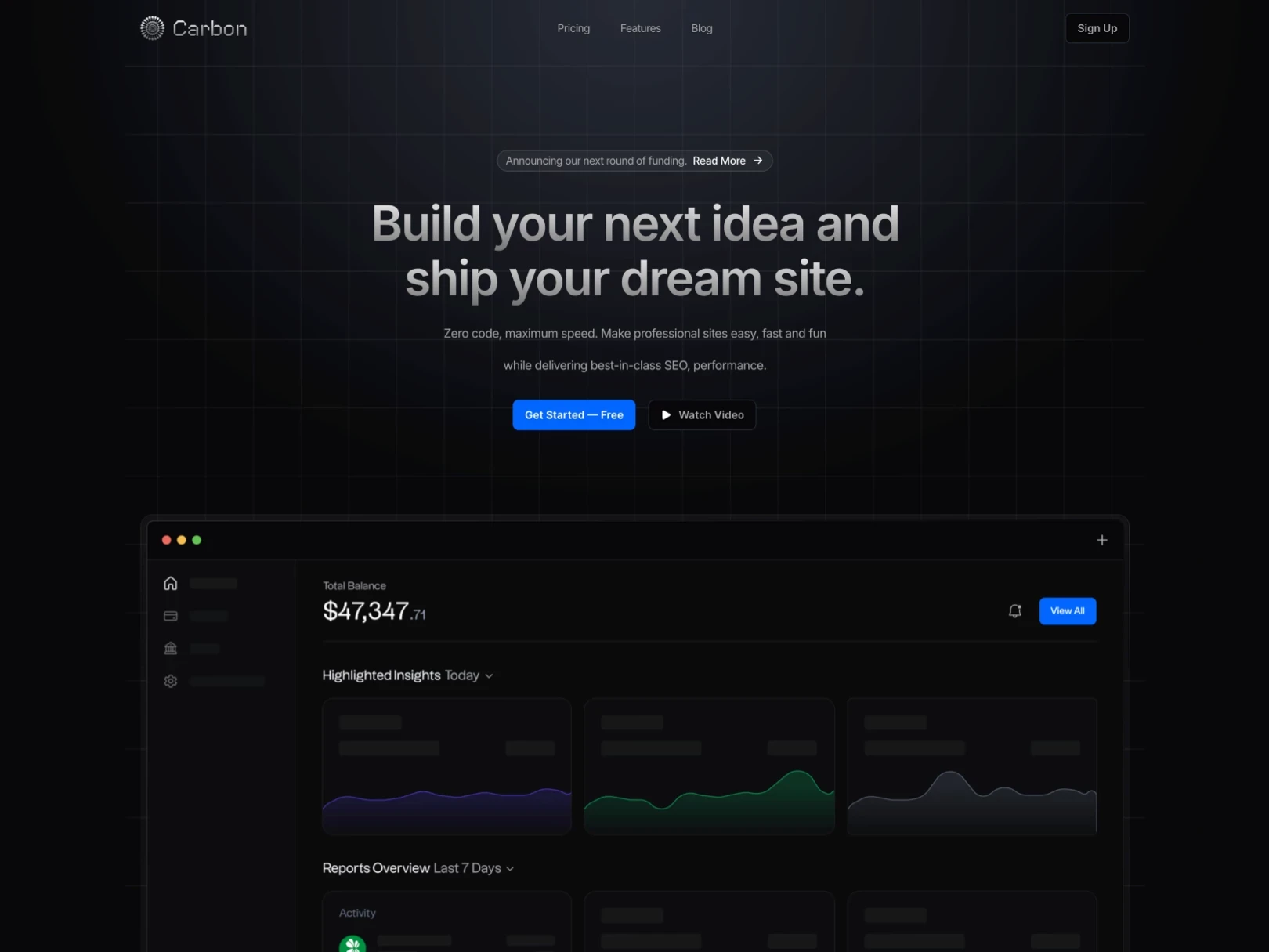 Carbon - Saas Framer website template