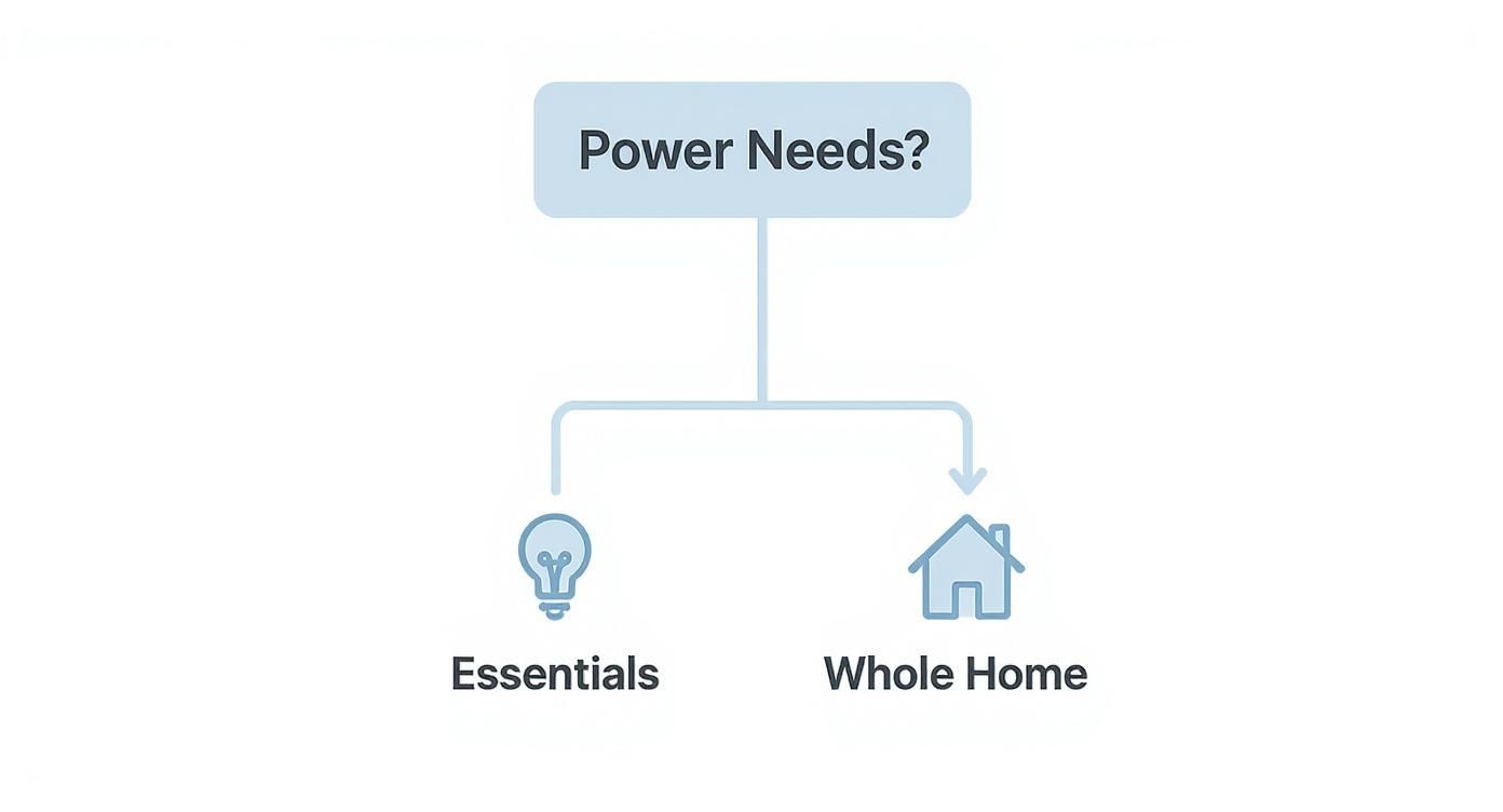 a infographic showing what may needed to be powered during an outage