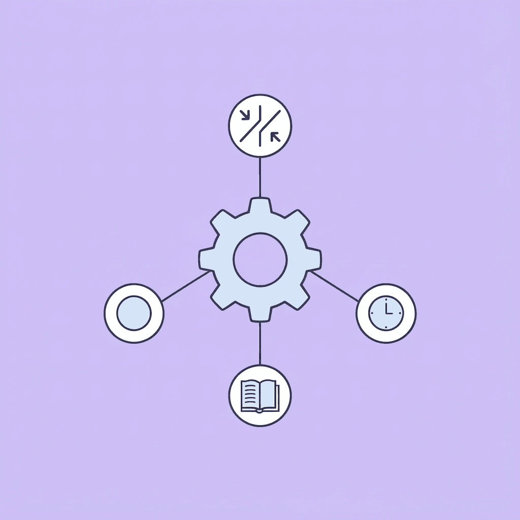  Central orchestration hub connected to four specialized AI agents in a network