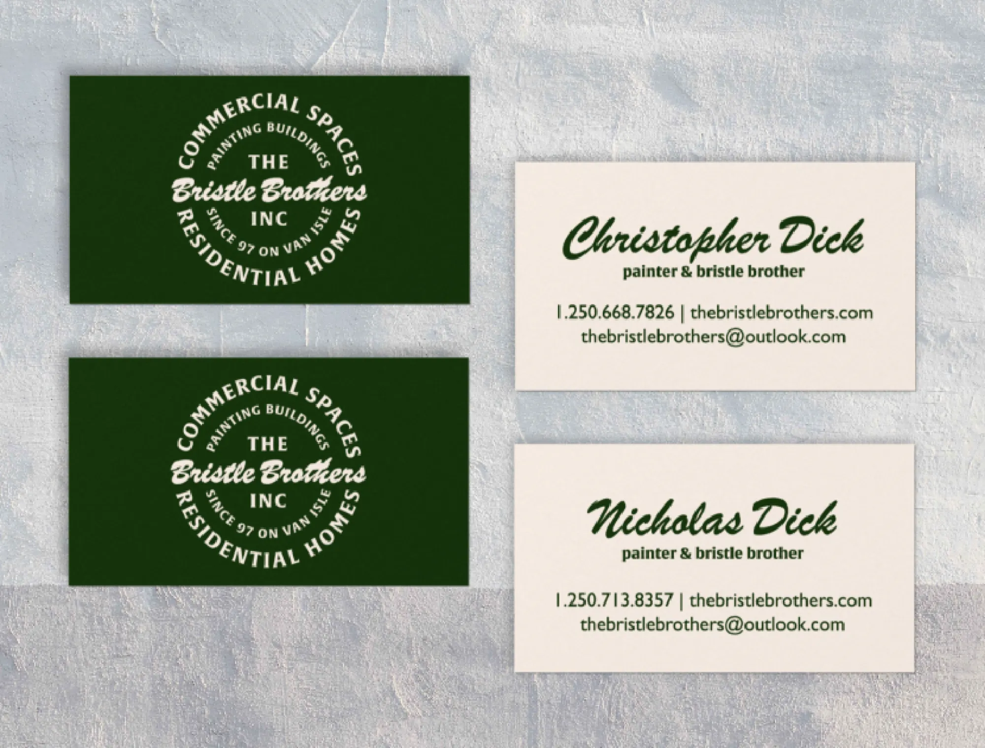 Bristle Brothers business cards.