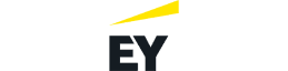 The EY logo features the letters "EY" in grey with a yellow stylized arrow extending from the top right of the letter "Y," set against a white background.