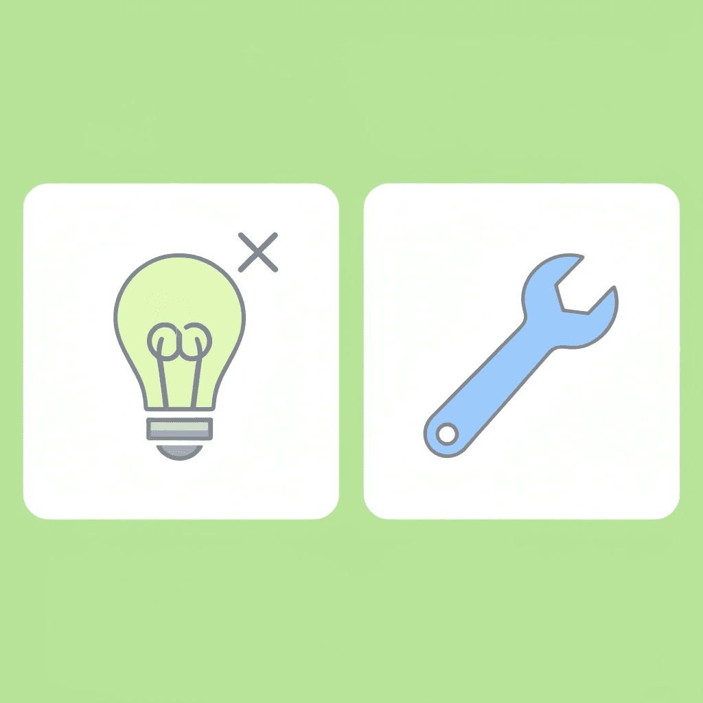 Before: passive review with X mark. After: active problem-solving with a checkmark