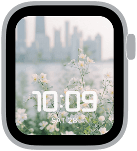 spring in lincoln park Apple Watch face preview 3 featuring stylized colors and artwork.