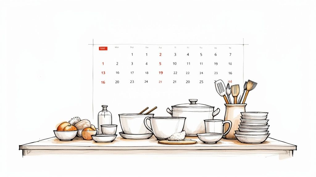 A person organizing sticky notes on a glass wall, representing the planning process of a content calendar.