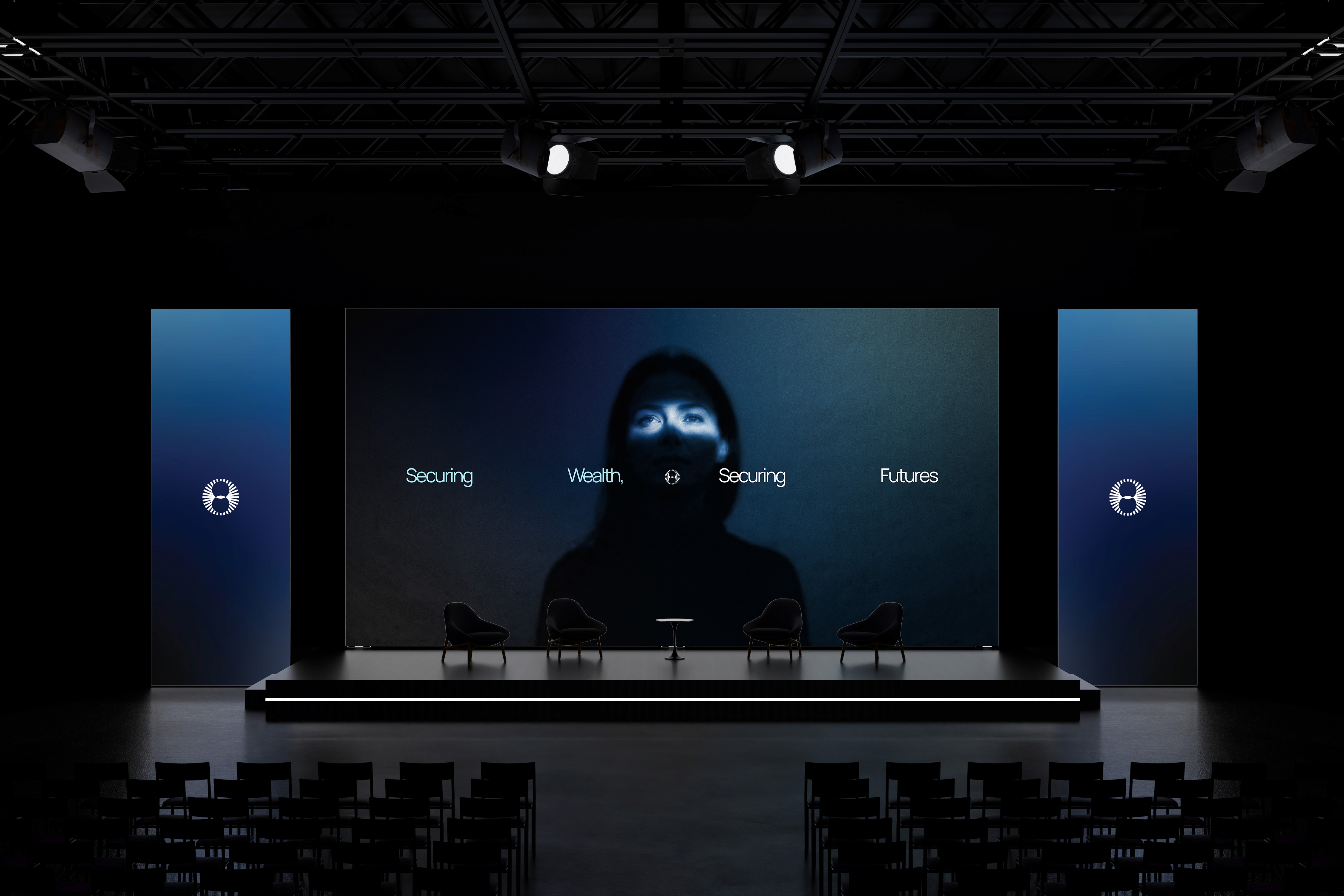 Group of professionals gathered in a modern office space attentively watching a presentation during Octanova’s brand launch event