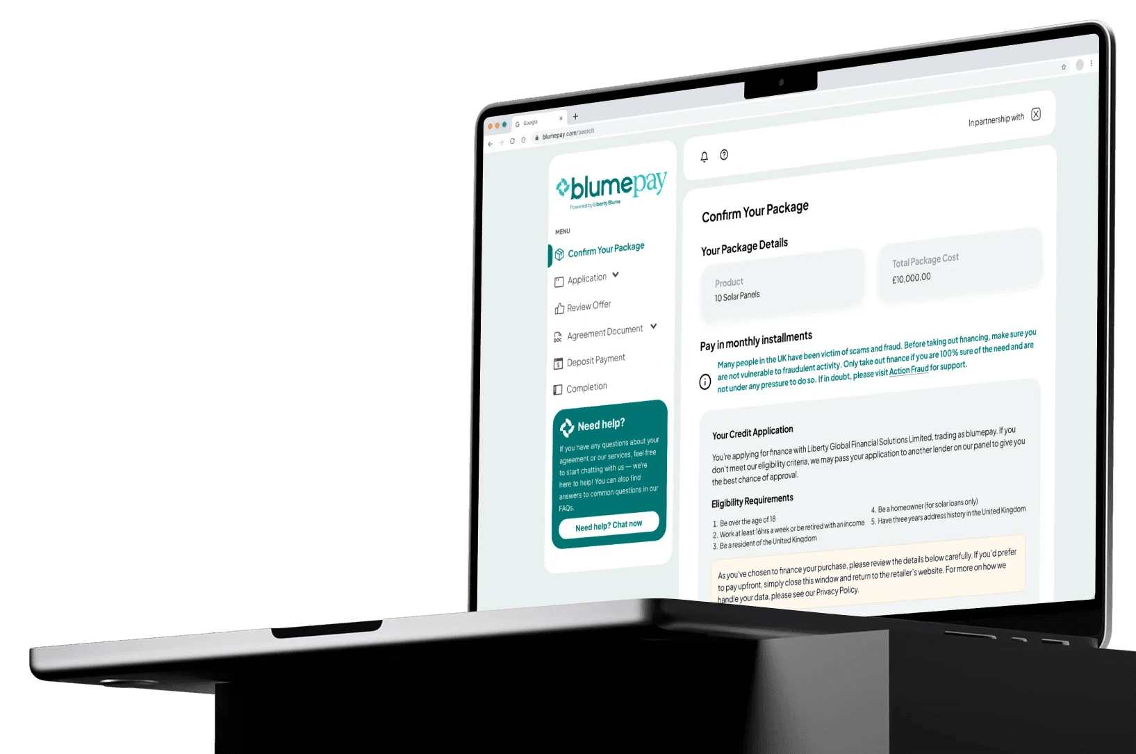 Illustration of blumepay’s embedded credit platform highlighting lending features.