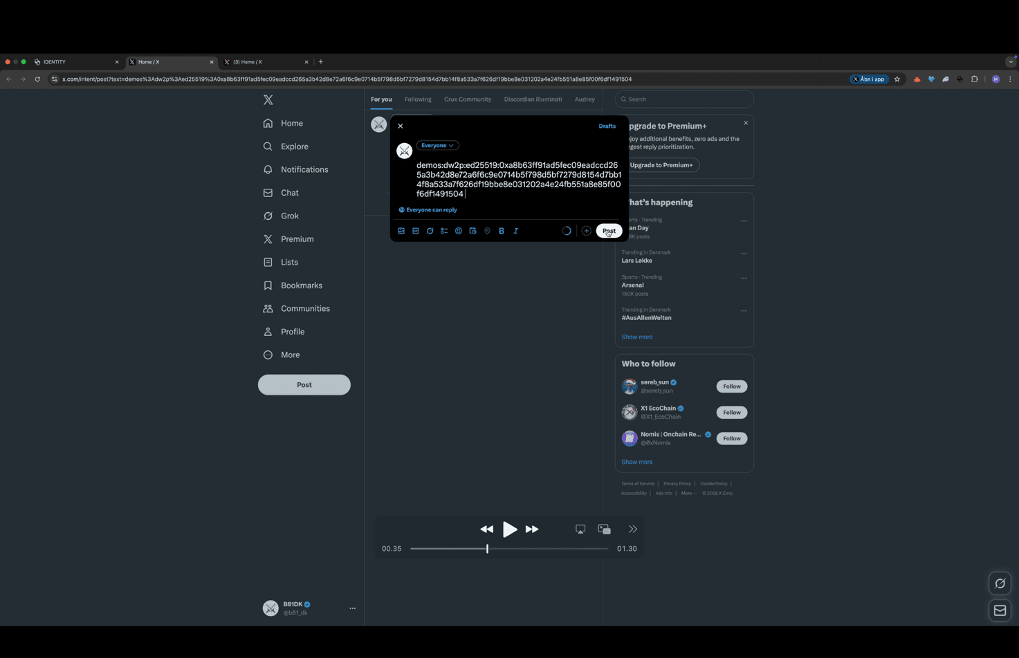 X post composition screen