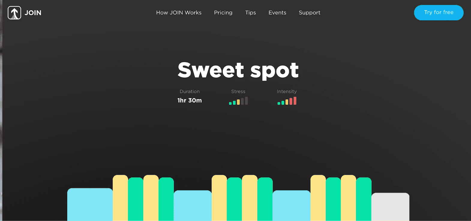 Screen image of JOIN workout called Sweet Spot