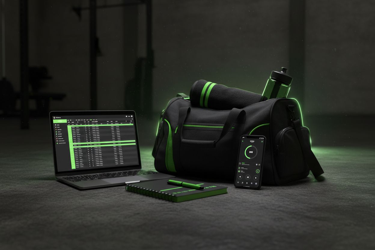 Workout tracking tools on a table