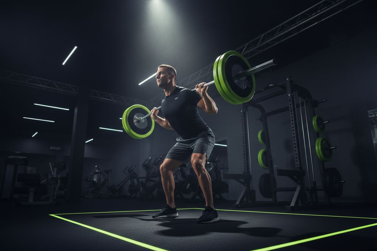 Person performing a barbell squat