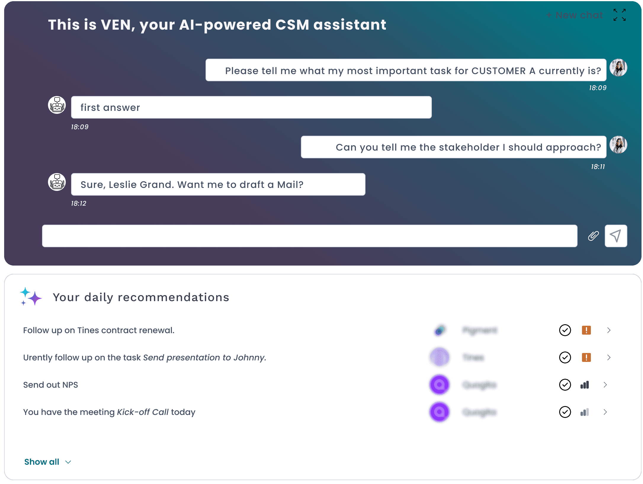Getting unified cusstomer data for CSM recommendations