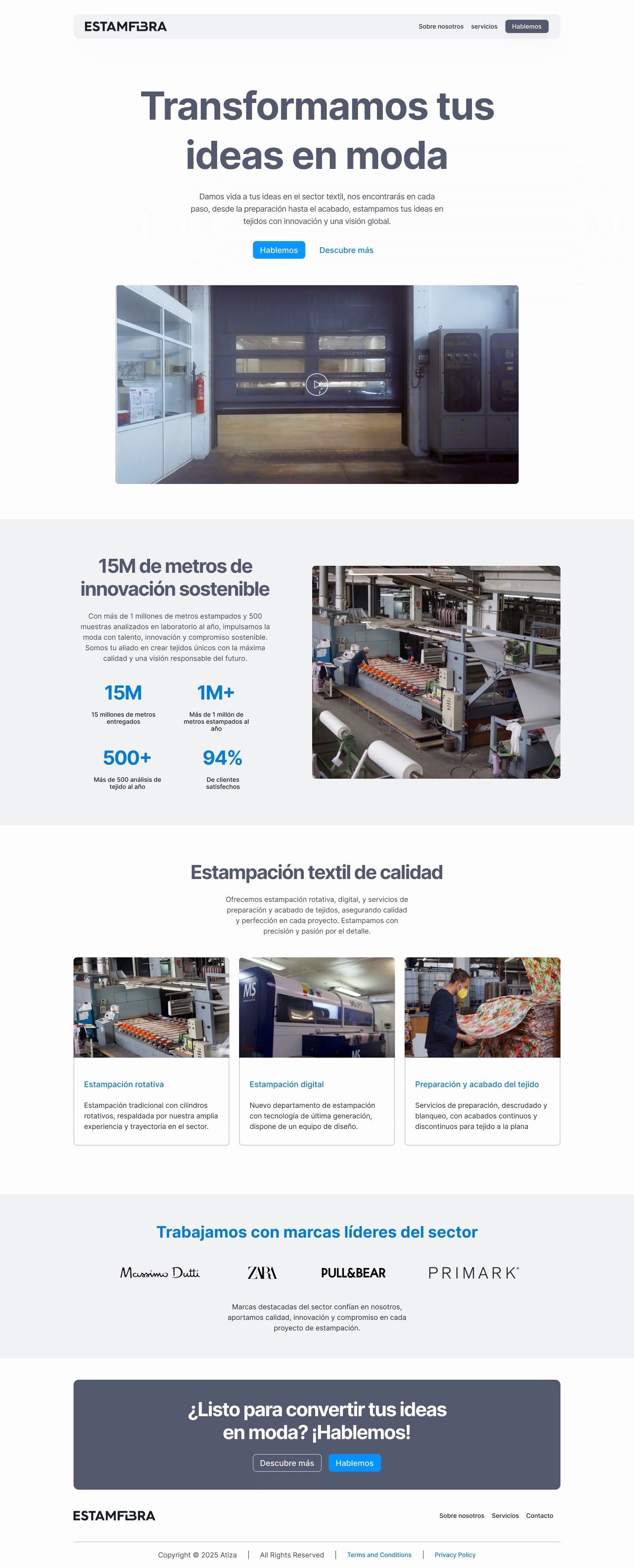 Página de incio de la web de Estamfibra