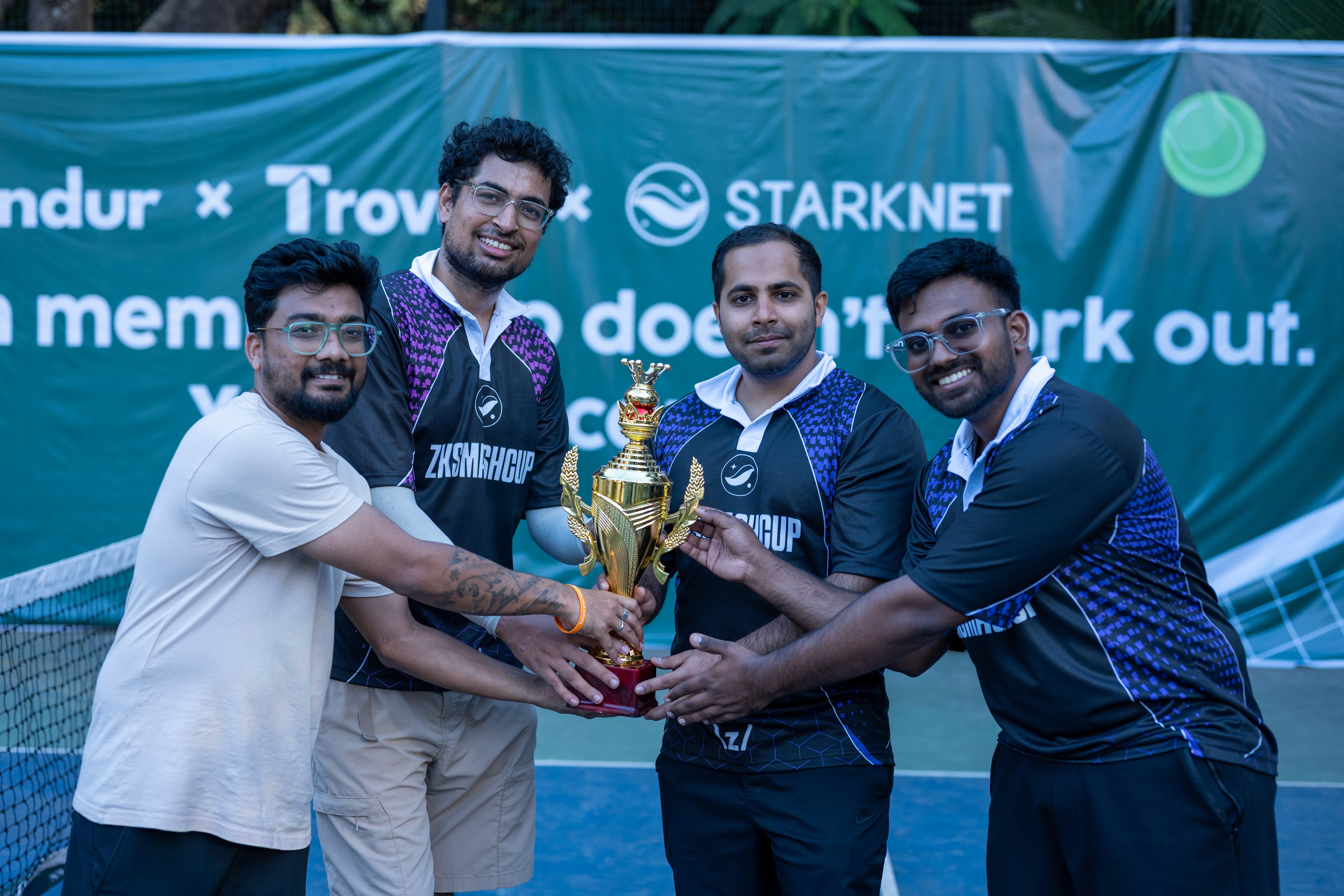 Video production team filming a Web3 pickleball event