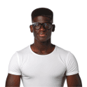 A man of black tone skin with glasses