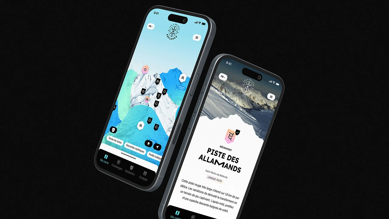 Écran de l'application les 3 vallées