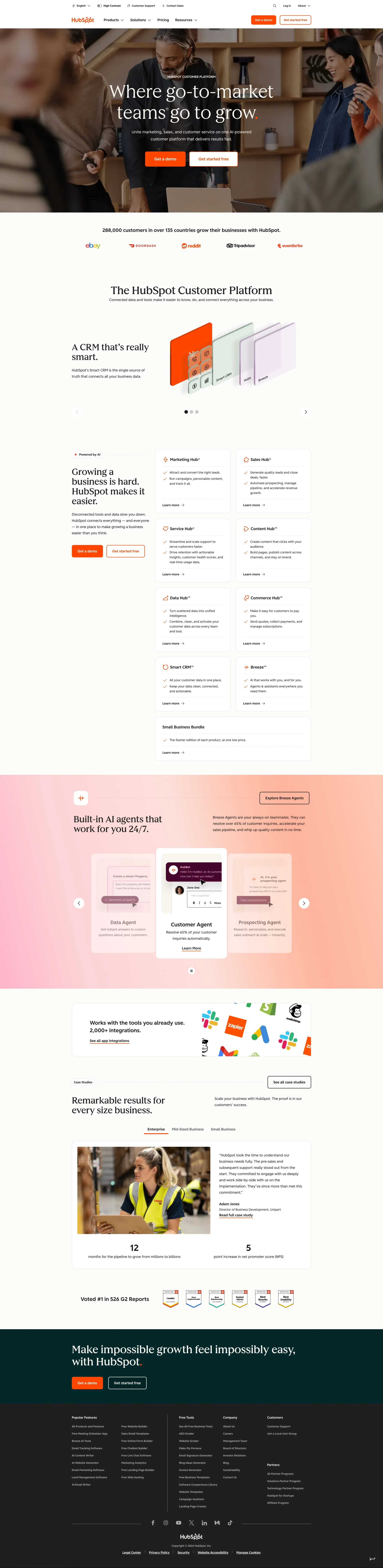 HubSpot portfolio page screenshot showcasing Marketing and Tech design