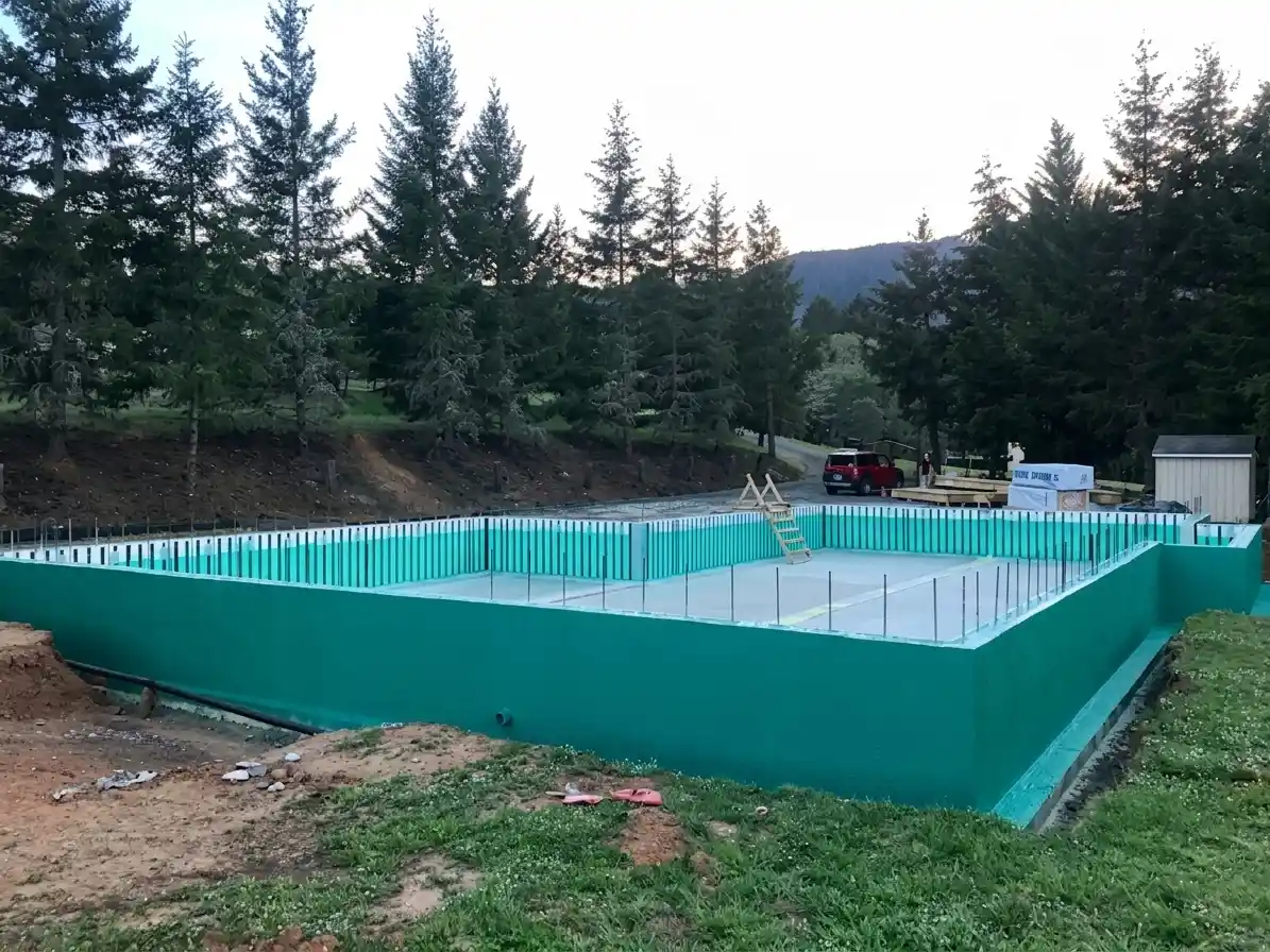 A Pow-R-Wall foundation with Rub-R-Wall waterproof coating applied