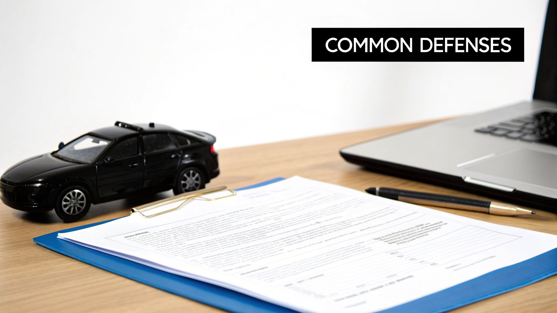 An attorney and client reviewing documents in a professional office setting.