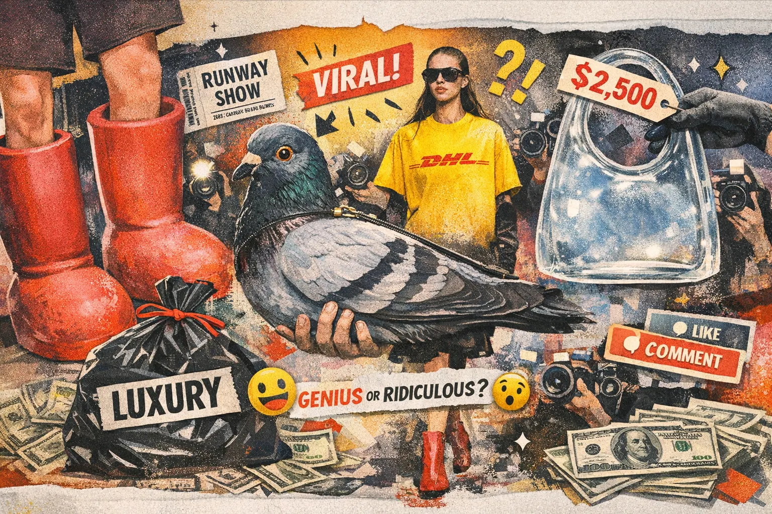 Aburd Fashion, Balenciaga's Trash Bag, JW Anderson Pigeon Clutch, Coerni Airbag, DHL Vetements 