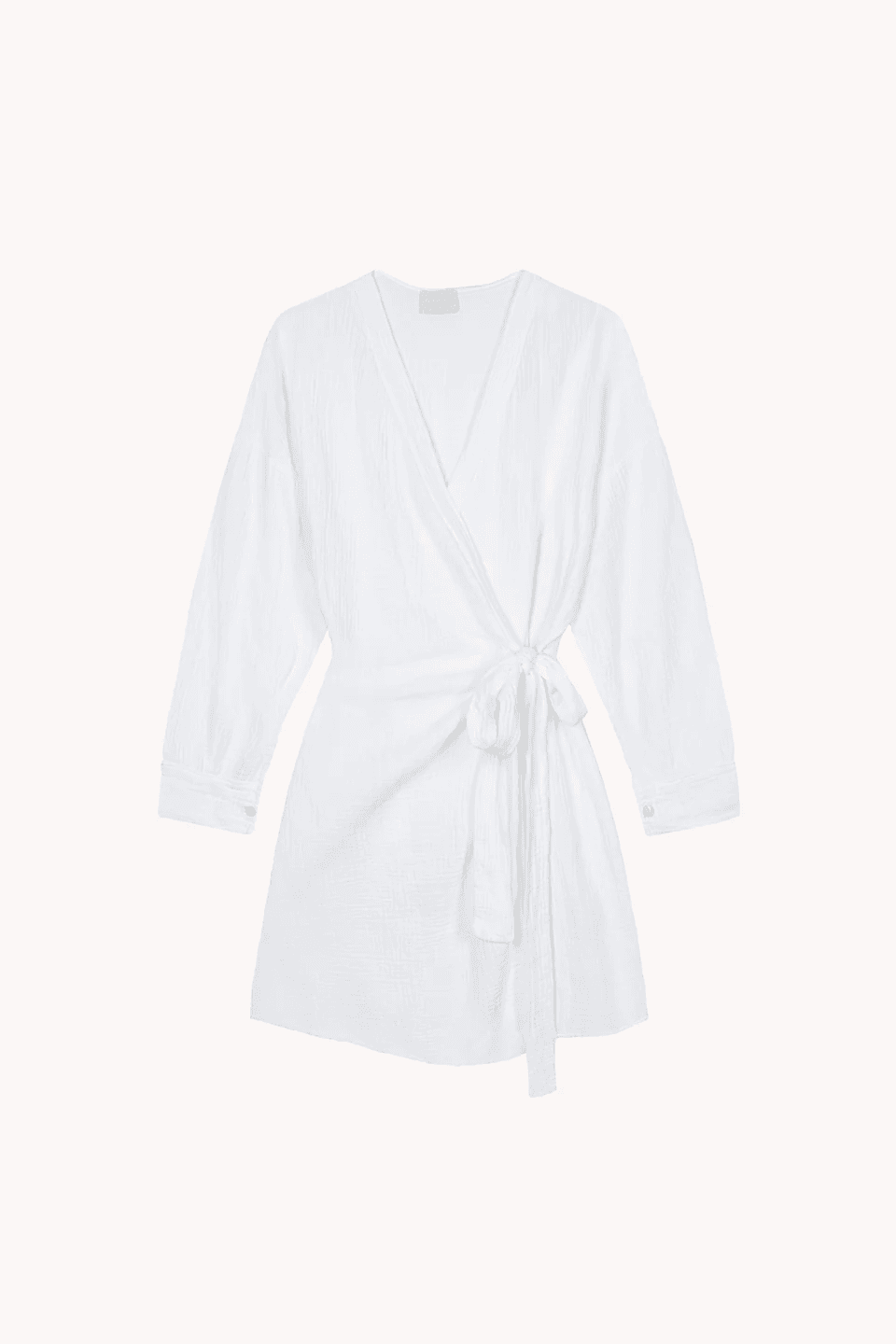 White wrap dress with tie.