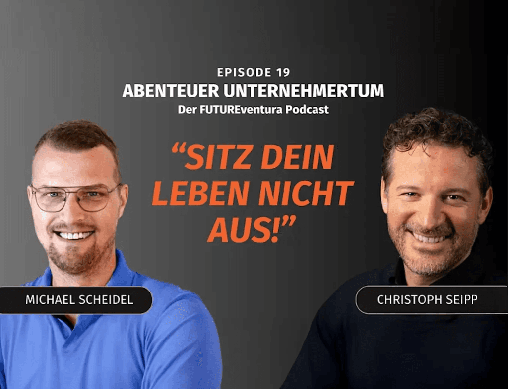 Podcast-Cover „Abenteuer Unternehmertum“ Episode 39 mit Michael Scheidel und Christoph Sopp