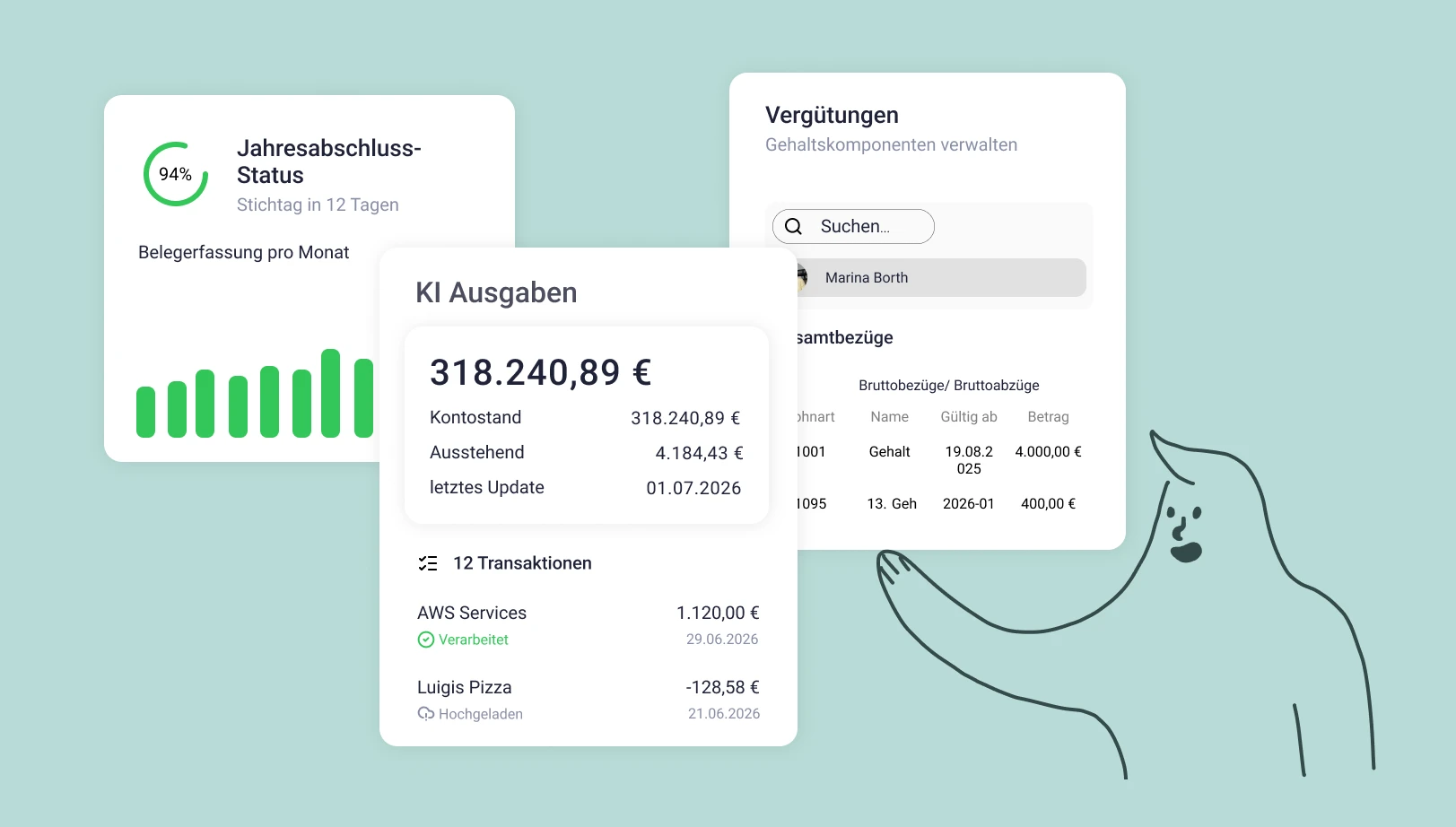 Illustrierter Digital MATE präsentiert drei Feature-Karten