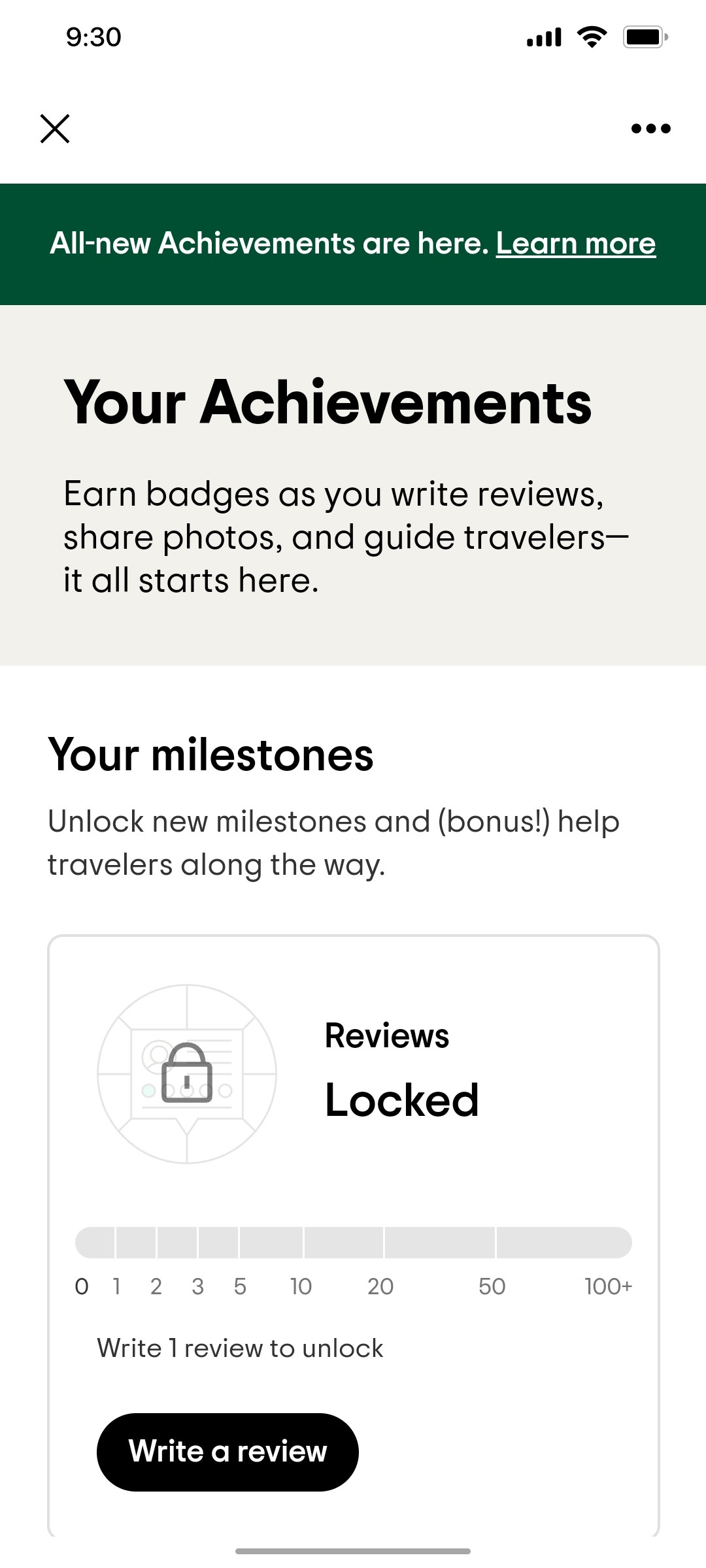 Tripadvisor Your Achievement Page Screen
