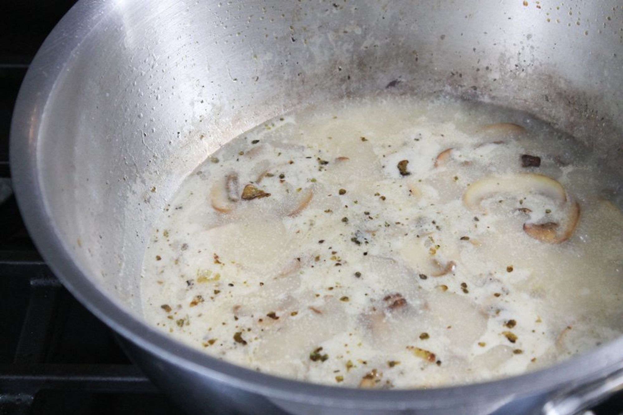 cooked mushroom with lemon juice and coconut milk