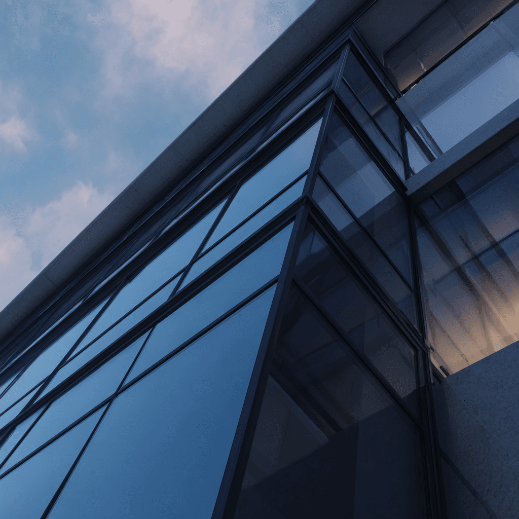 Two men discuss a project while standing at a laptop in an office.