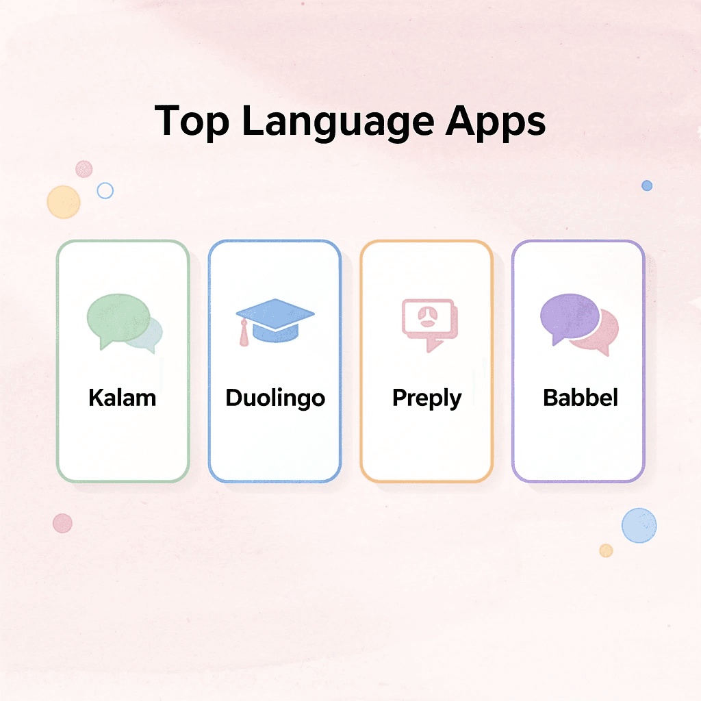 Infographic showing top 4 language learning applications
