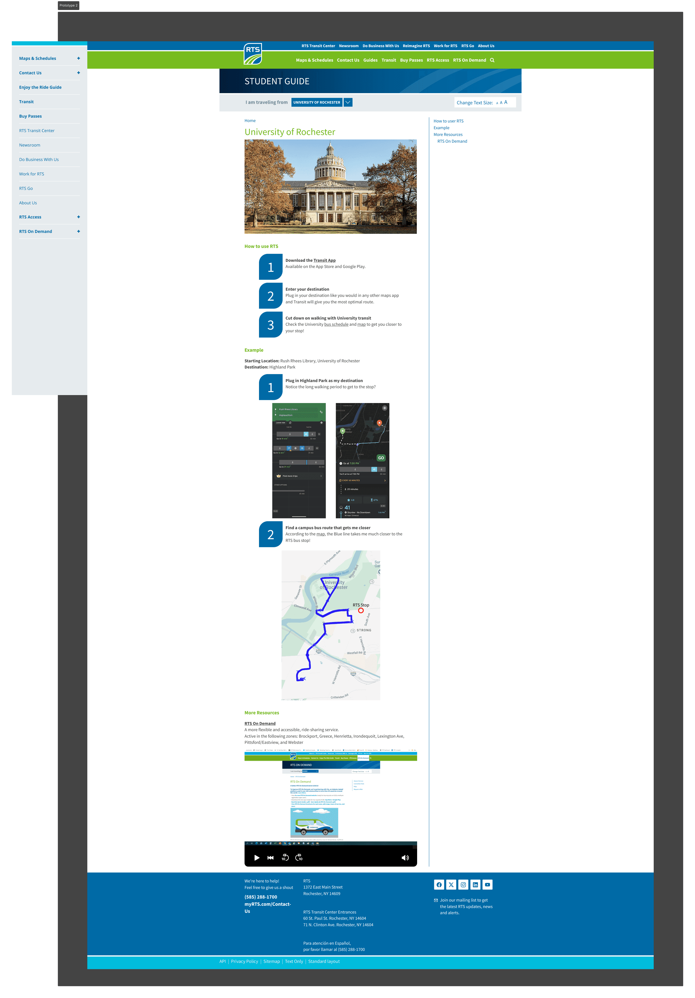 High-fidelity prototype of the new webpage