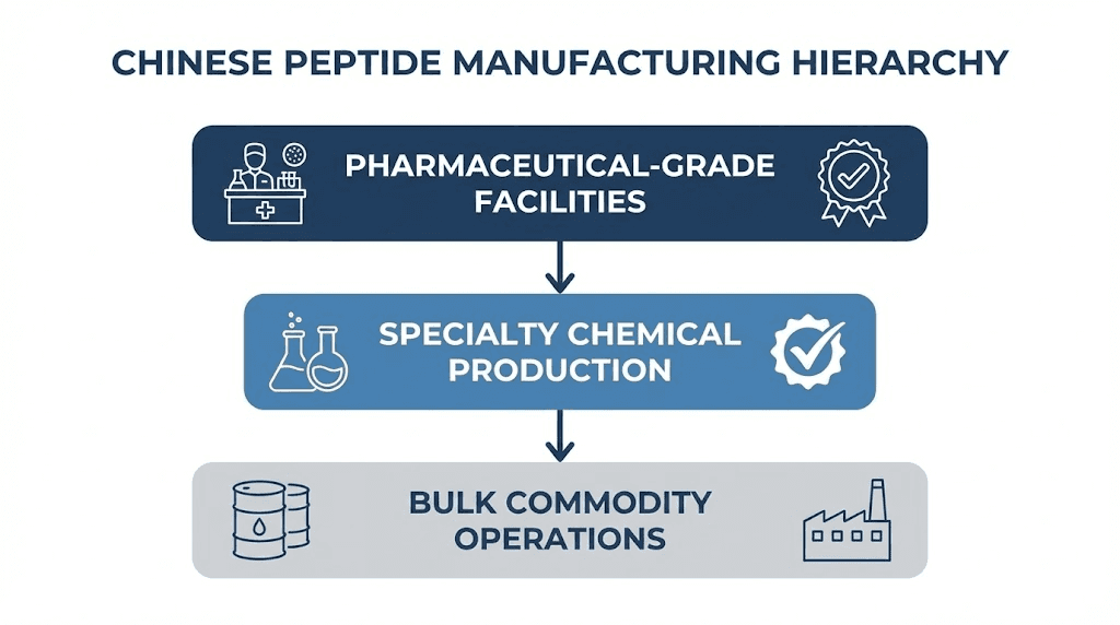 Chinese peptide manufacturing quality tiers diagram