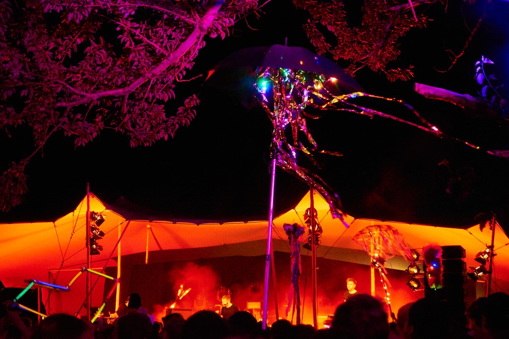 Festival stage orange illuminated