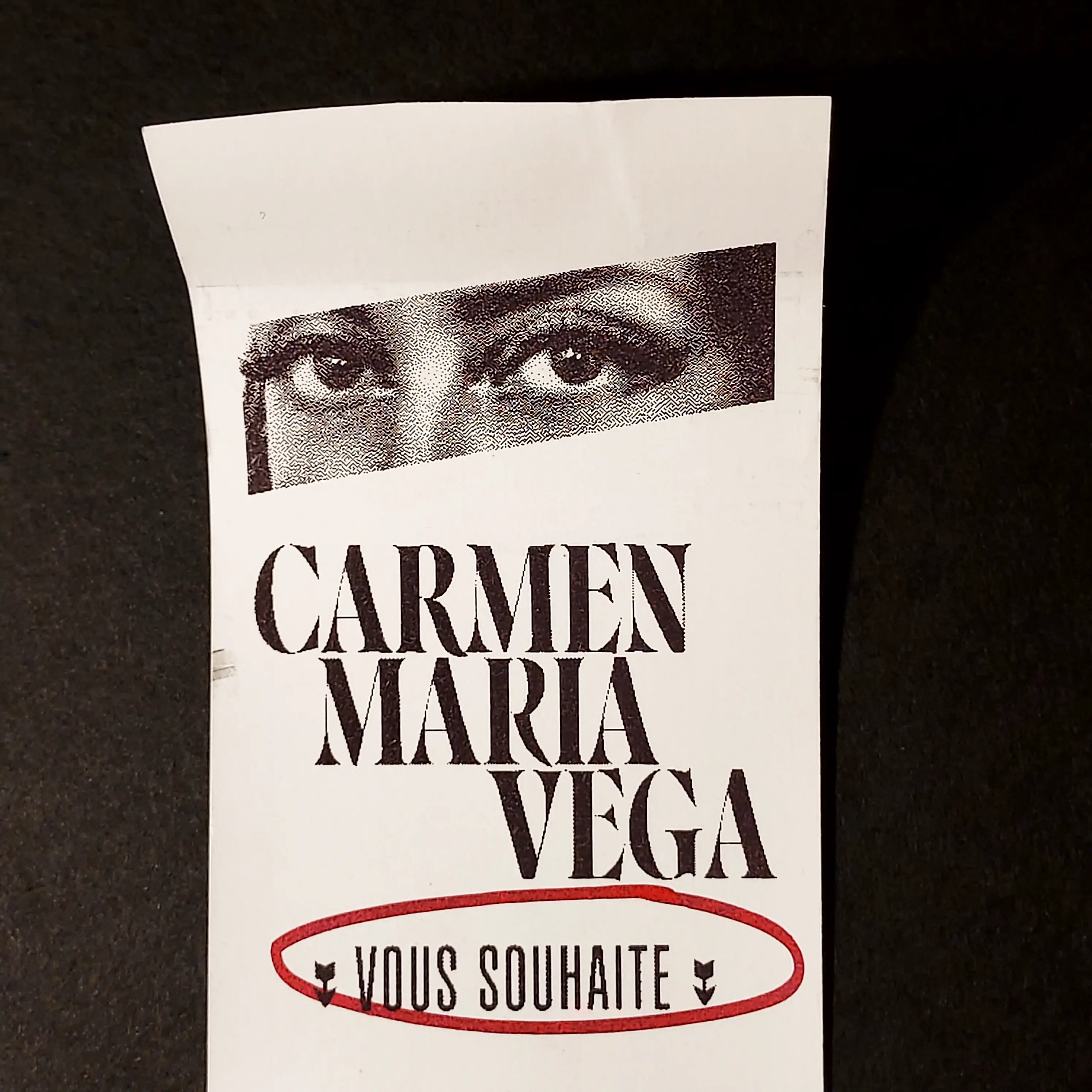 Carte de vœux Carmen Maria Vega sur du ticket de caisse