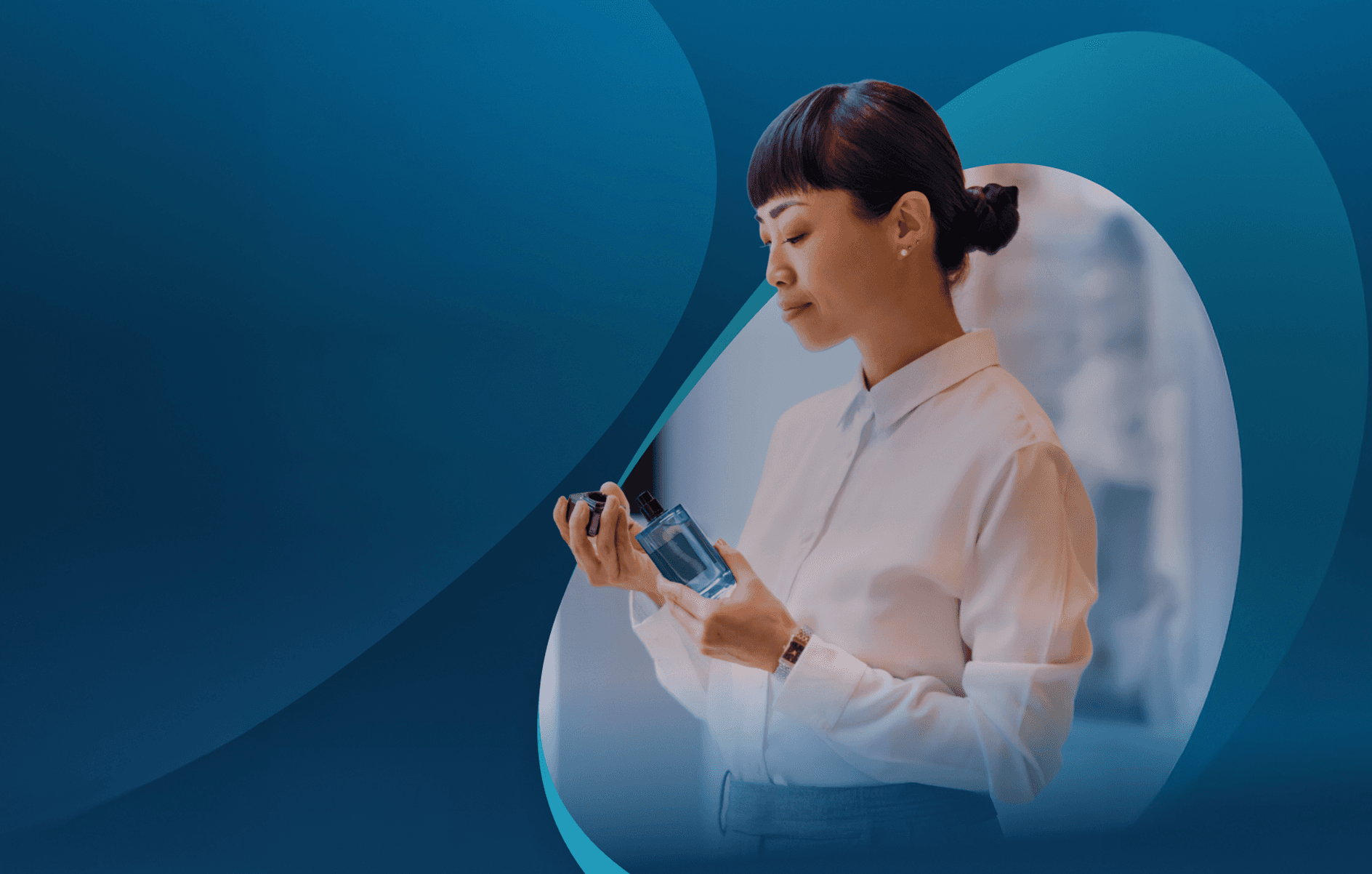 A branded advert with a woman looking at her phone