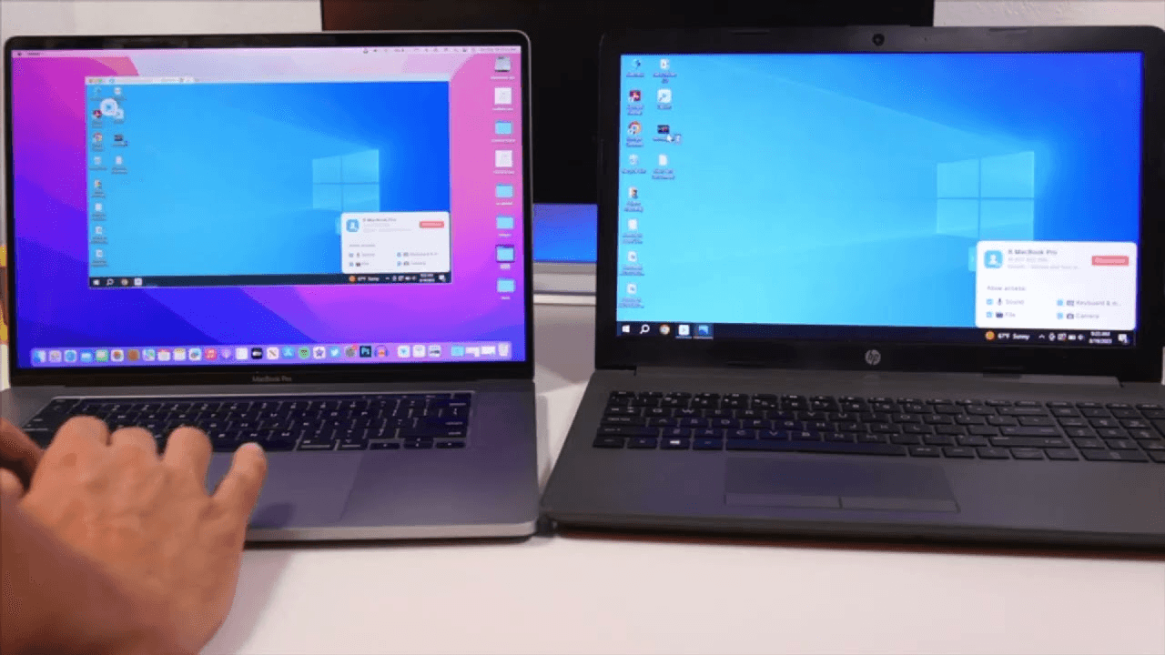 two computers share same screen