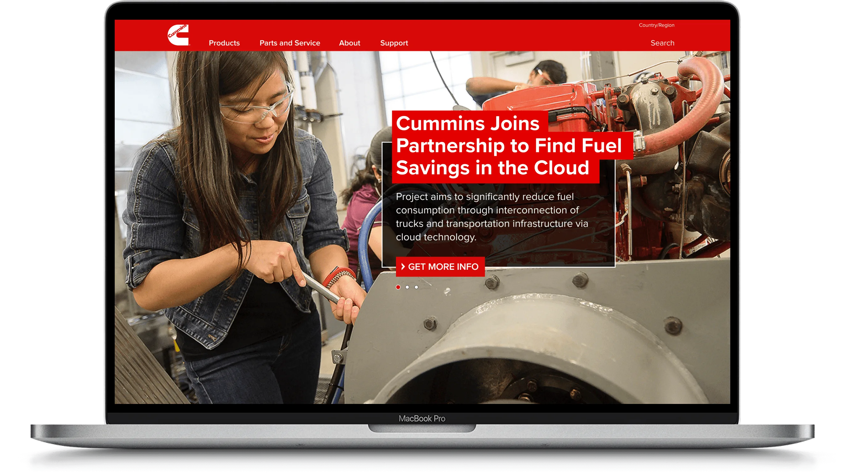 Mockup of Cummins website on laptop