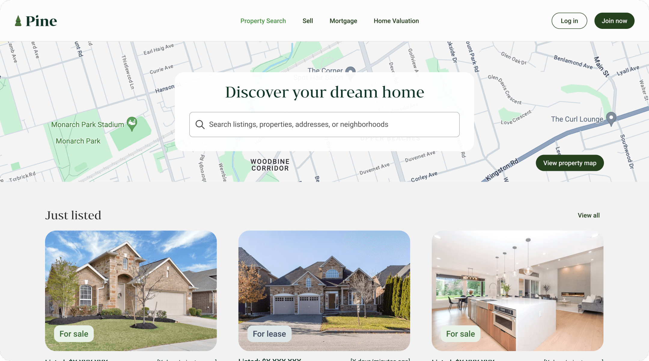 Web - Pine Homes landing page