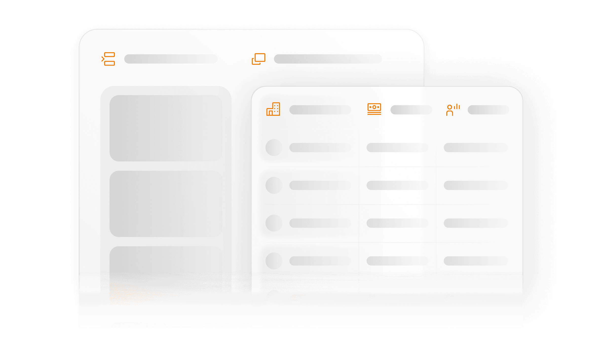 A render representing Planhat's board or kanban view and its standard data table view.