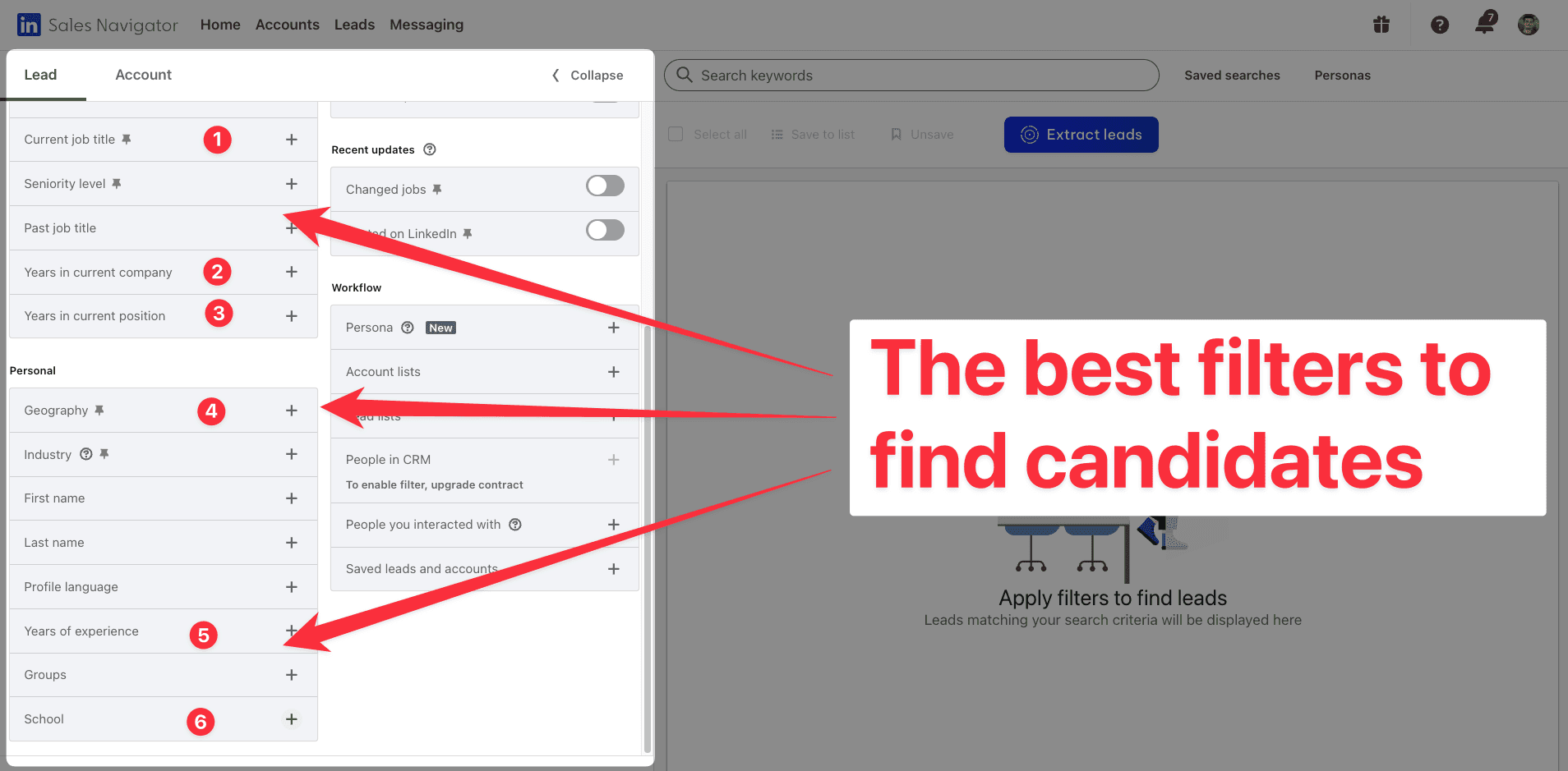 How to use Sales Navigator lead filters to find candidates