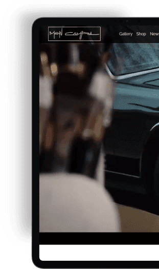 Web dashboard of MANU CAMPA highlighting NFT minting process for limited edition automotive-themed digital art.