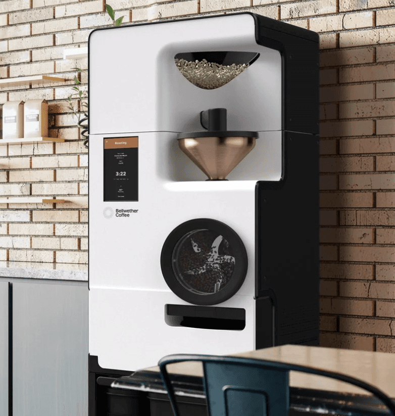 Red and black 3D cube mockup on a table