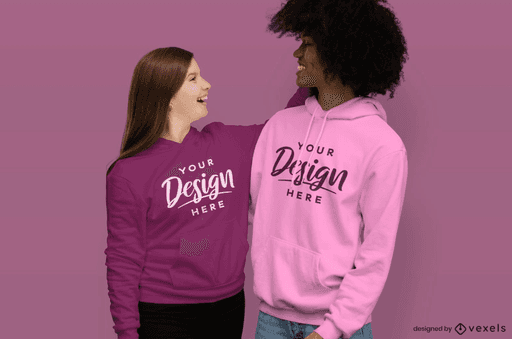 couple with hoodie mockup