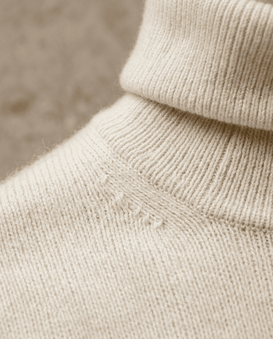 Ivory Cashmere Turtleneck — Ivory — detail