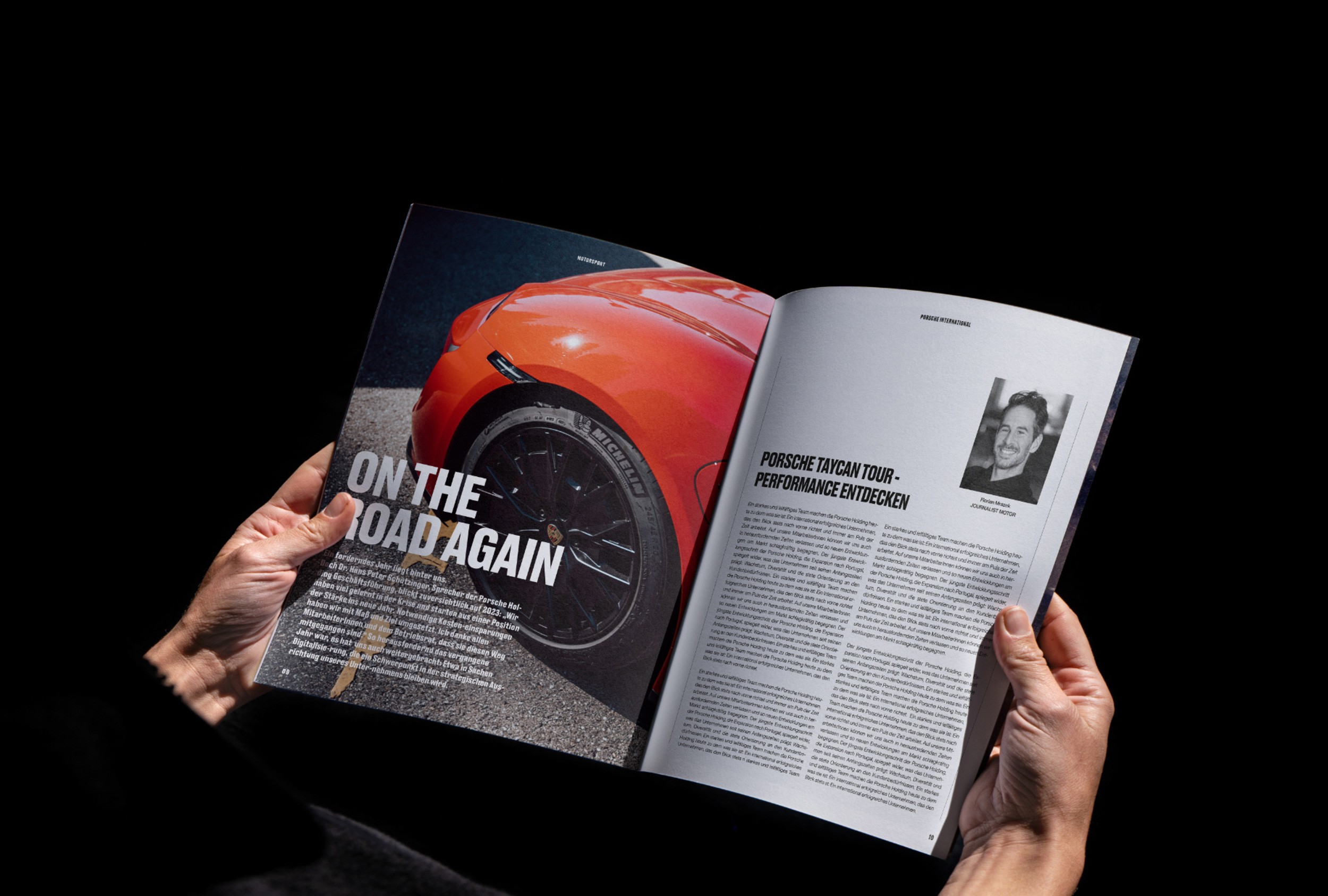 Doppelseitiges Layout des Magazins mit flexiblem Raster und ansprechender visueller Gestaltung.